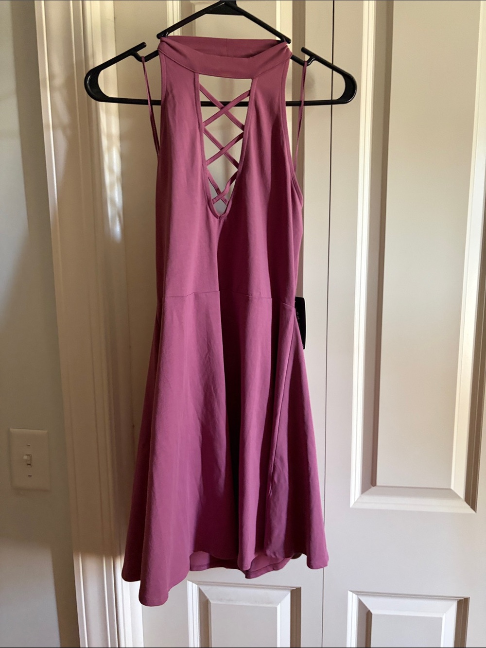 Express Mauve/Pink Crisscross Back A-Line Dress